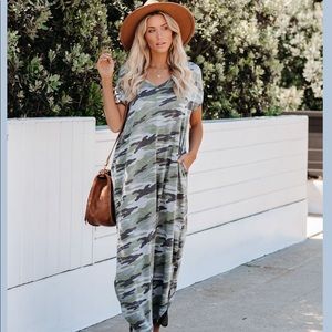 Great Outdoors Pocketed Camo Knit Dress